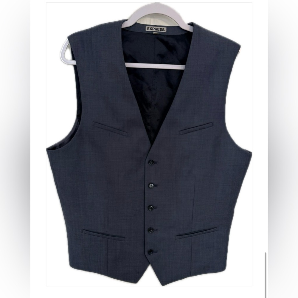 Express Men's L Slate Gray Wool Suit Vest